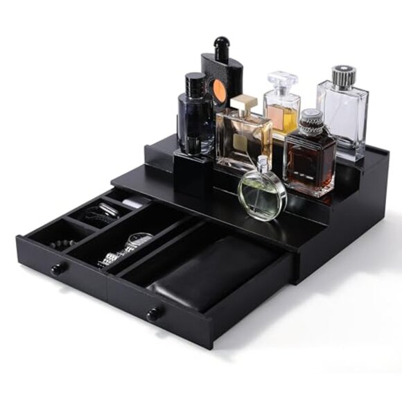 Cologne Organizer for Men 3-Tier Cologne Stand with Drawer